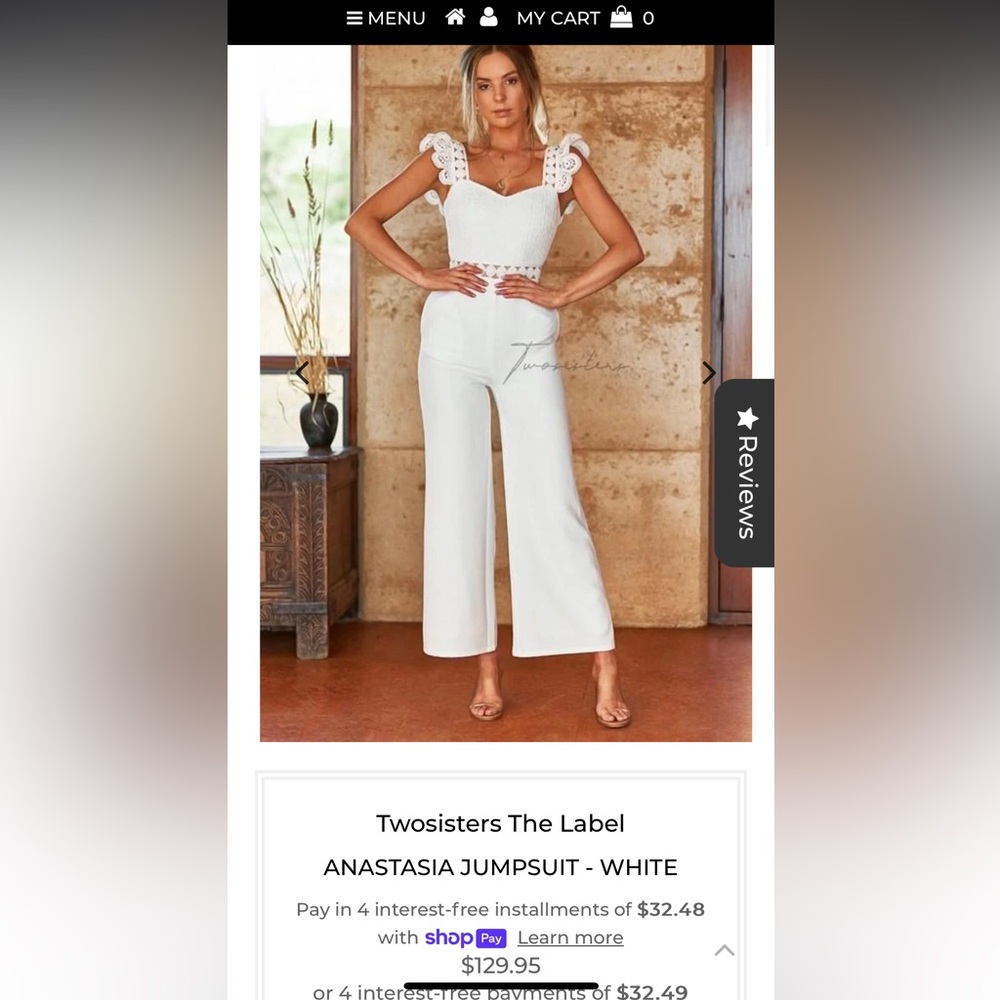 Chalk Gazelle boutique white jumpsuit